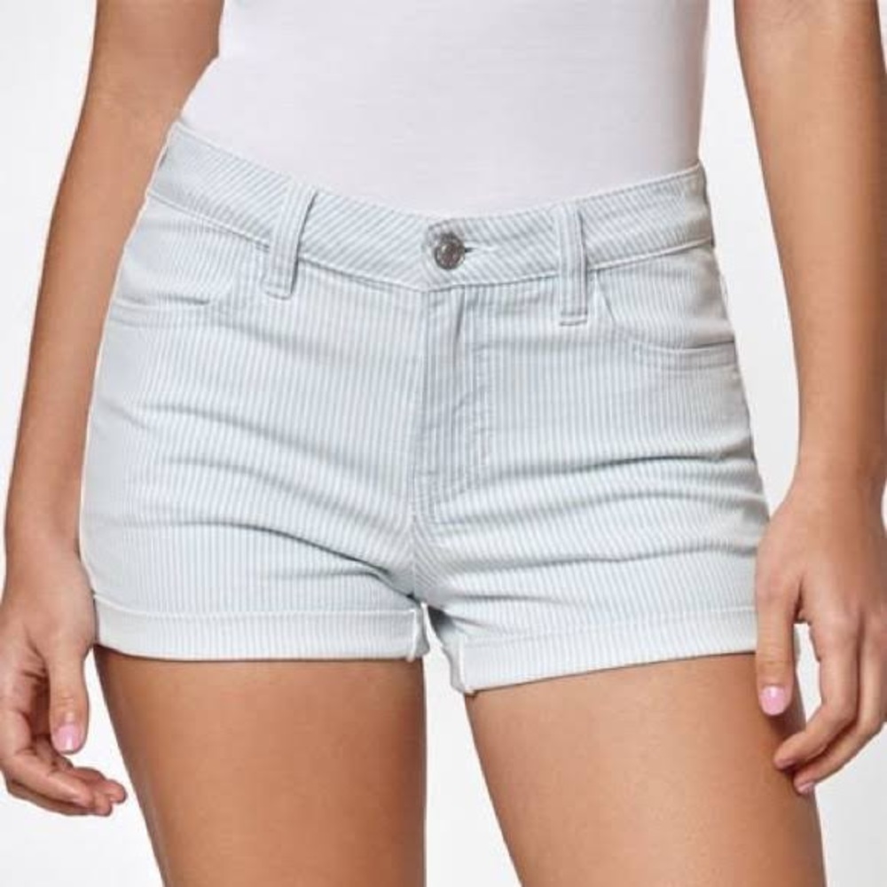 PacSun Blue & White Striped Denim Shorts